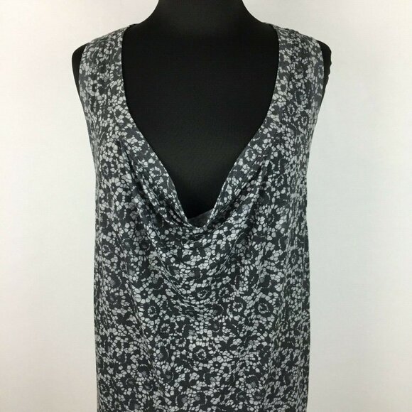 Theory Tank Top Womens L Floral Cowl Drape Neck Casual Workwear Office - Picture 2 of 12
